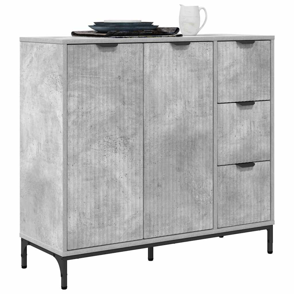 Sideboard Betongrau 89,5 x 33 x 82 cm Holzwerkstoff