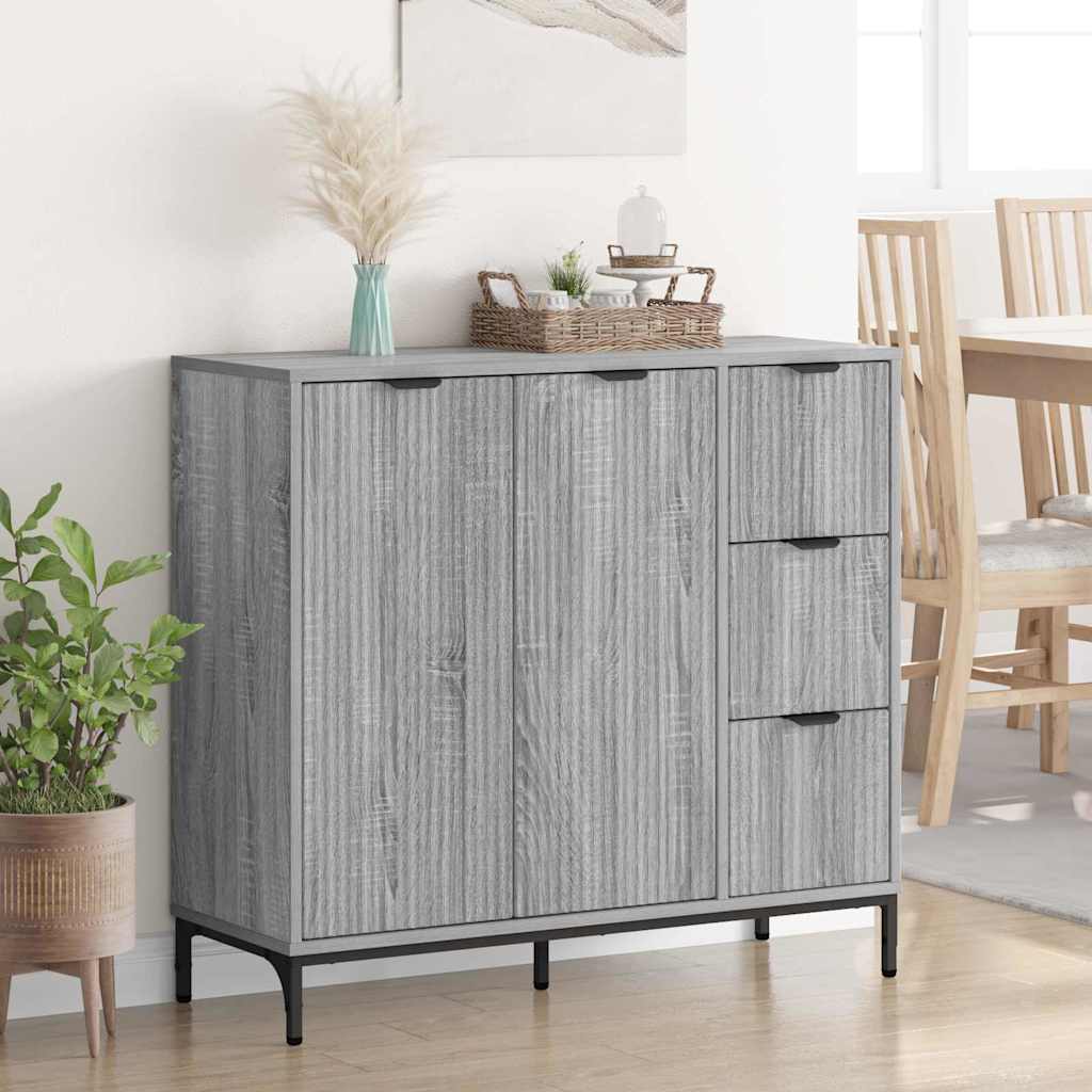 Sideboard Grau Sonoma 89,5 x 33 x 82 cm Holzwerkstoff