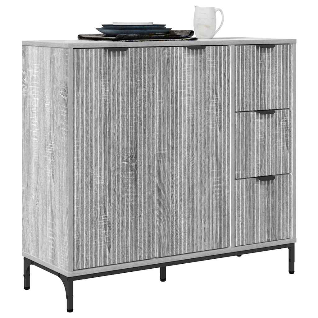 Sideboard Grau Sonoma 89,5 x 33 x 82 cm Holzwerkstoff