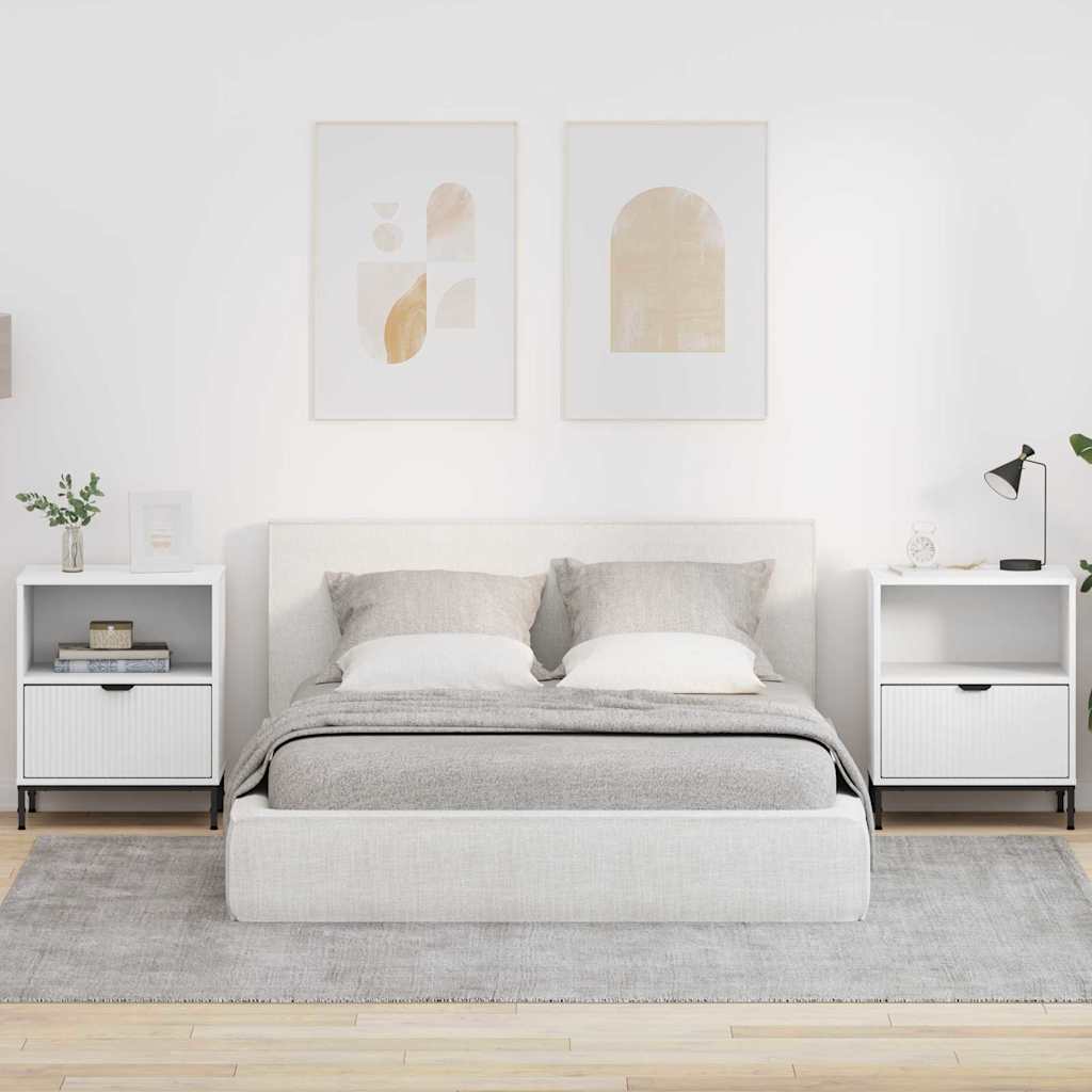 Nachttische 2 pcs Weiß 49 x 36 x 61 cm Holzwerkstoff