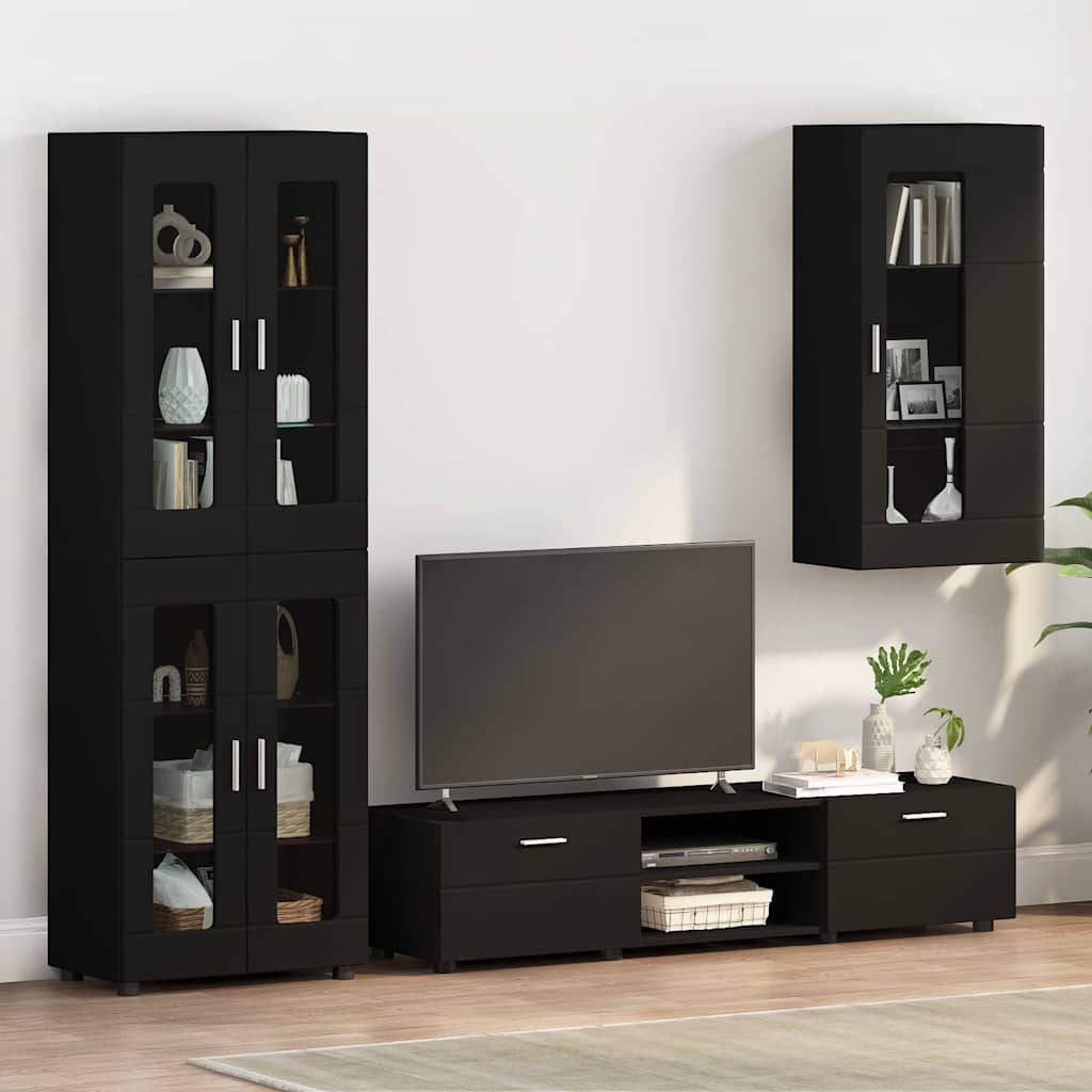 Wandmontierter Schrank Schwarz 55 x 29 x 100 cm Holzwerkstoff