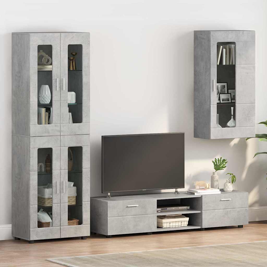 Wandmontierter Schrank Betongrau 55 x 29 x 100 cm Holzwerkstoff