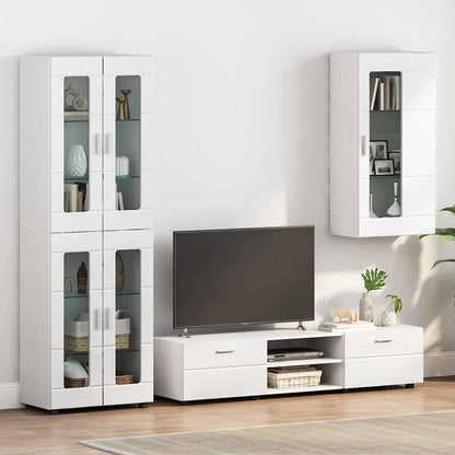 Wandmontierter Schrank mit Tür Hochglanz-Weiß 55 x 29 x 100 cm