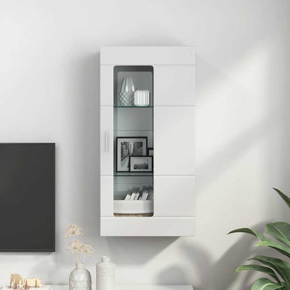 Wandmontierter Schrank mit Tür Hochglanz-Weiß 55 x 29 x 100 cm