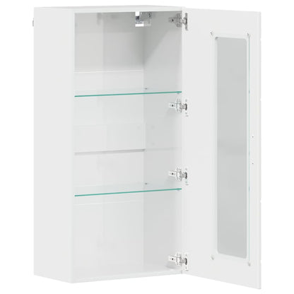 Wandmontierter Schrank mit Tür Hochglanz-Weiß 55 x 29 x 100 cm