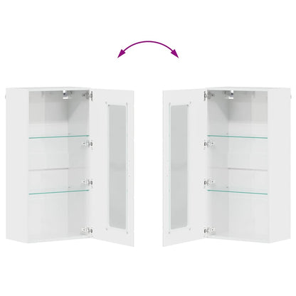 Wandmontierter Schrank mit Tür Hochglanz-Weiß 55 x 29 x 100 cm