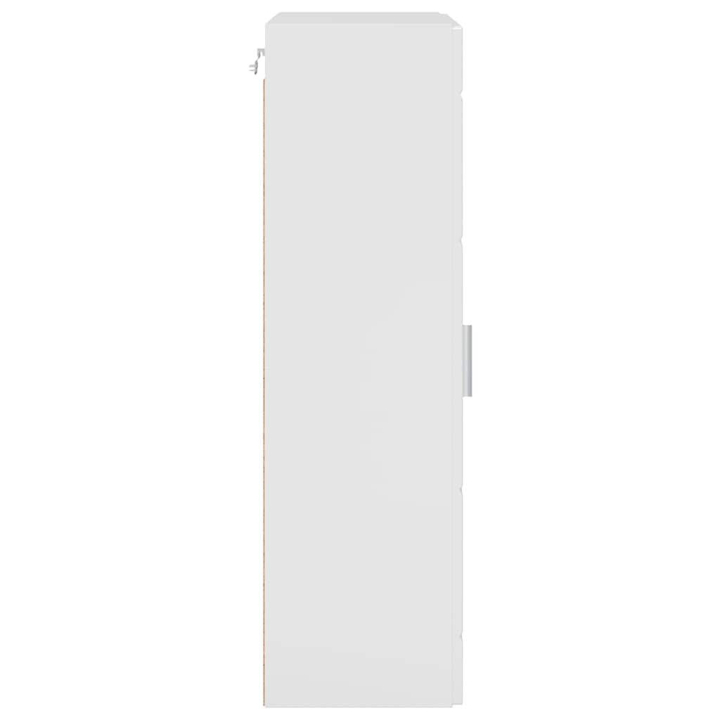 Wandmontierter Schrank mit Tür Hochglanz-Weiß 55 x 29 x 100 cm