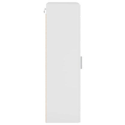Wandmontierter Schrank mit Tür Hochglanz-Weiß 55 x 29 x 100 cm