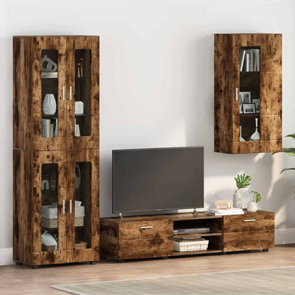 Wandmontierter Schrank mit Regal Räuchereiche 55 x 29 x 100 cm