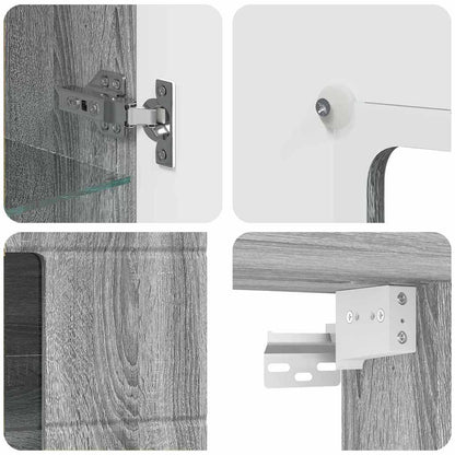 Wandmontierter Schrank mit Regal Grau Sonoma 55 x 29 x 100 cm
