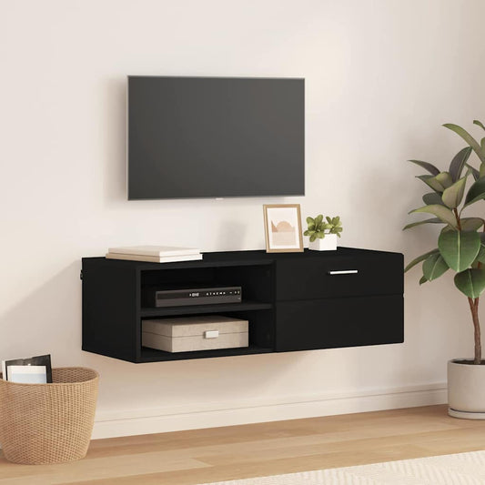 TV-Schränk mit Regal Schwarz 100.5 x 39 x 30 cm Holzwerkstoff