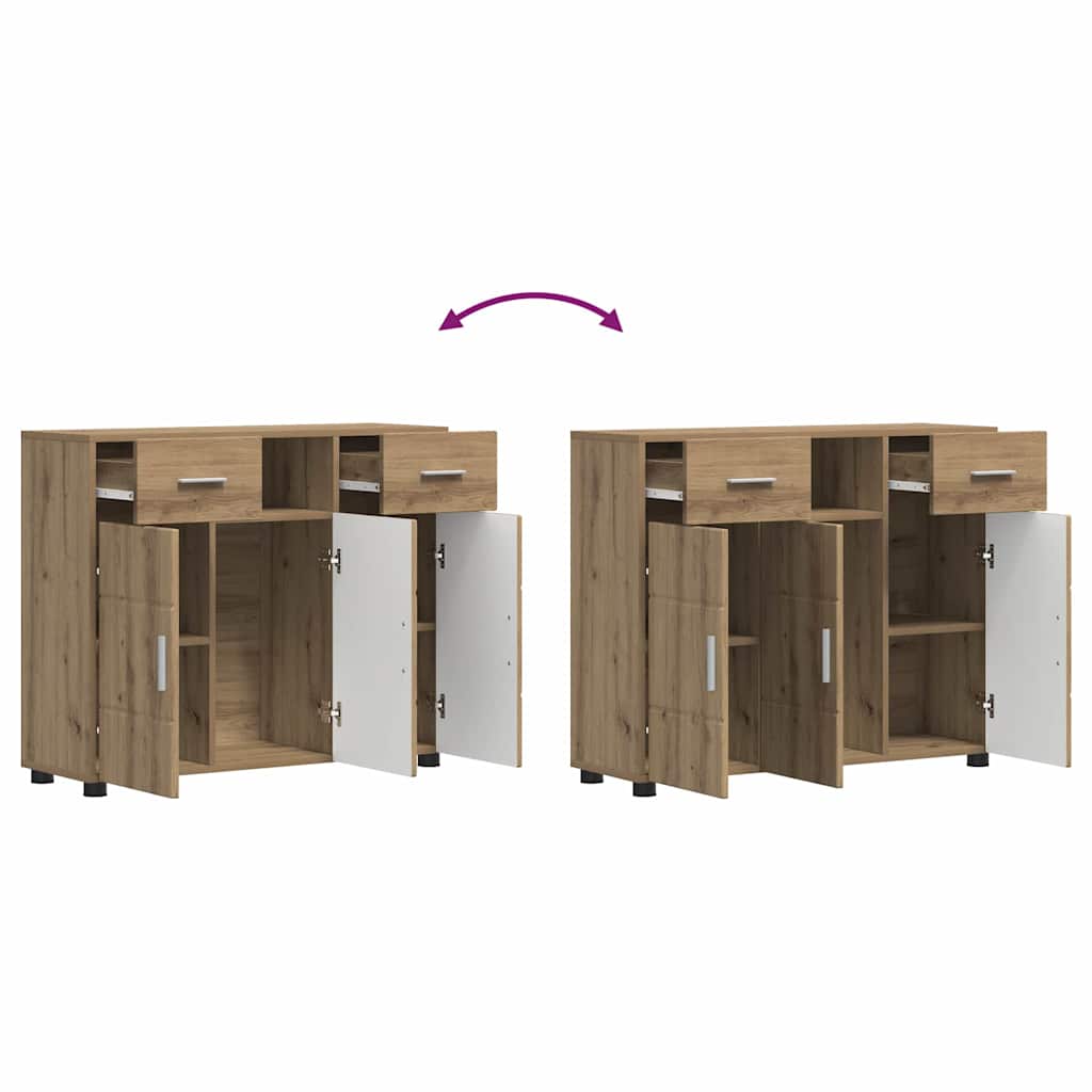Sideboard Eiche handwerklich 88.5 x 30.5 x 73 cm Holzwerkstoff