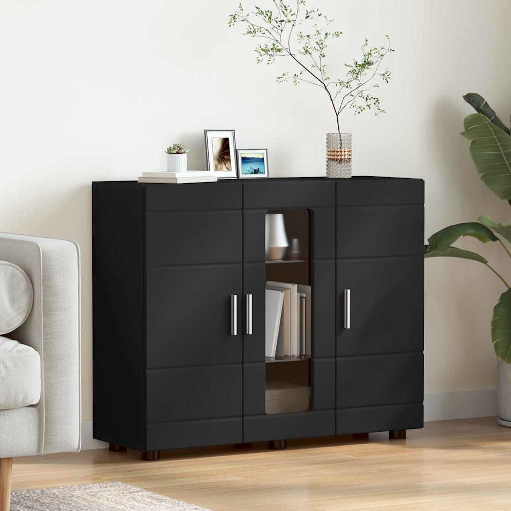 Sideboard mit Regal Schwarz 55.5 x 29 x 100 cm Holzwerkstoff