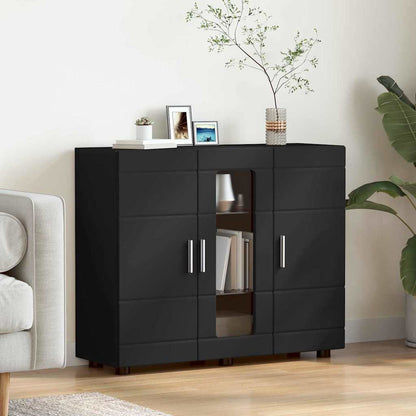 Sideboard mit Regal Schwarz 55.5 x 29 x 100 cm Holzwerkstoff