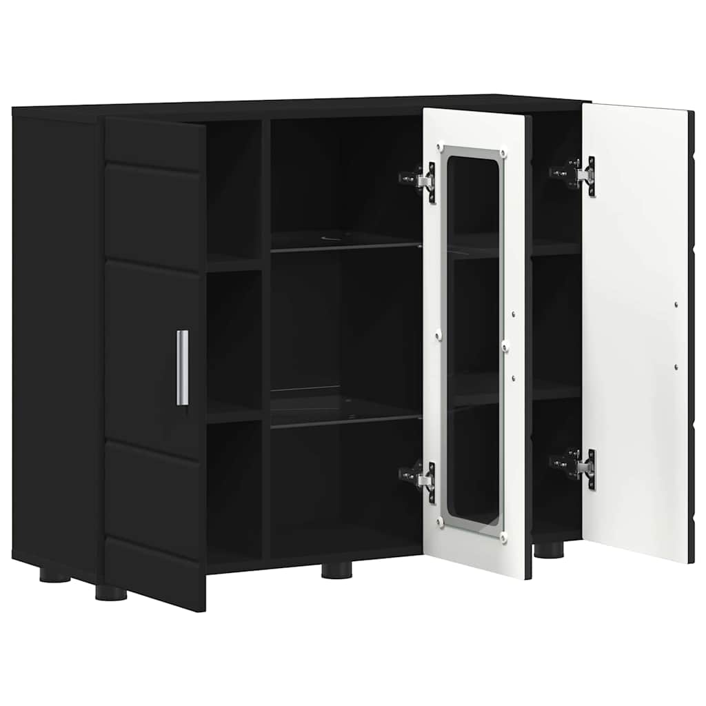 Sideboard mit Regal Schwarz 55.5 x 29 x 100 cm Holzwerkstoff
