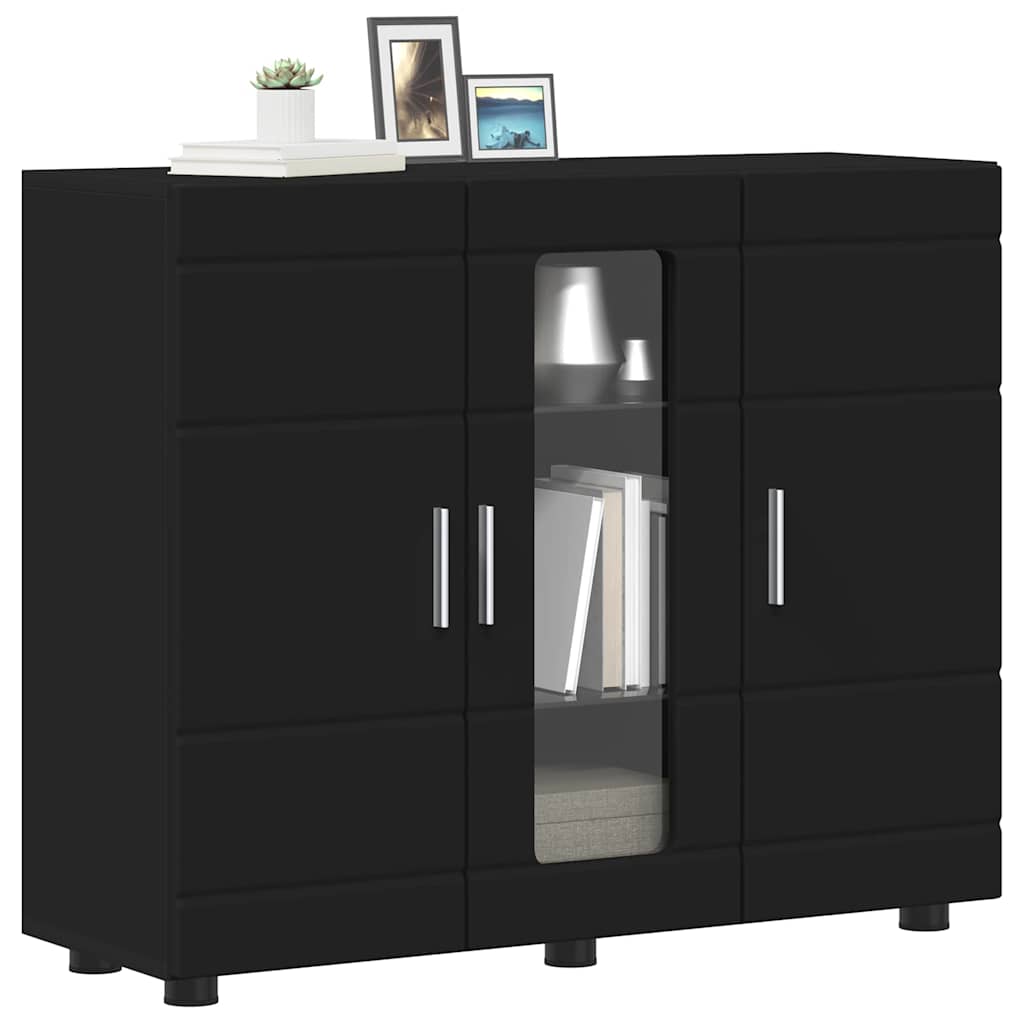Sideboard mit Regal Schwarz 55.5 x 29 x 100 cm Holzwerkstoff