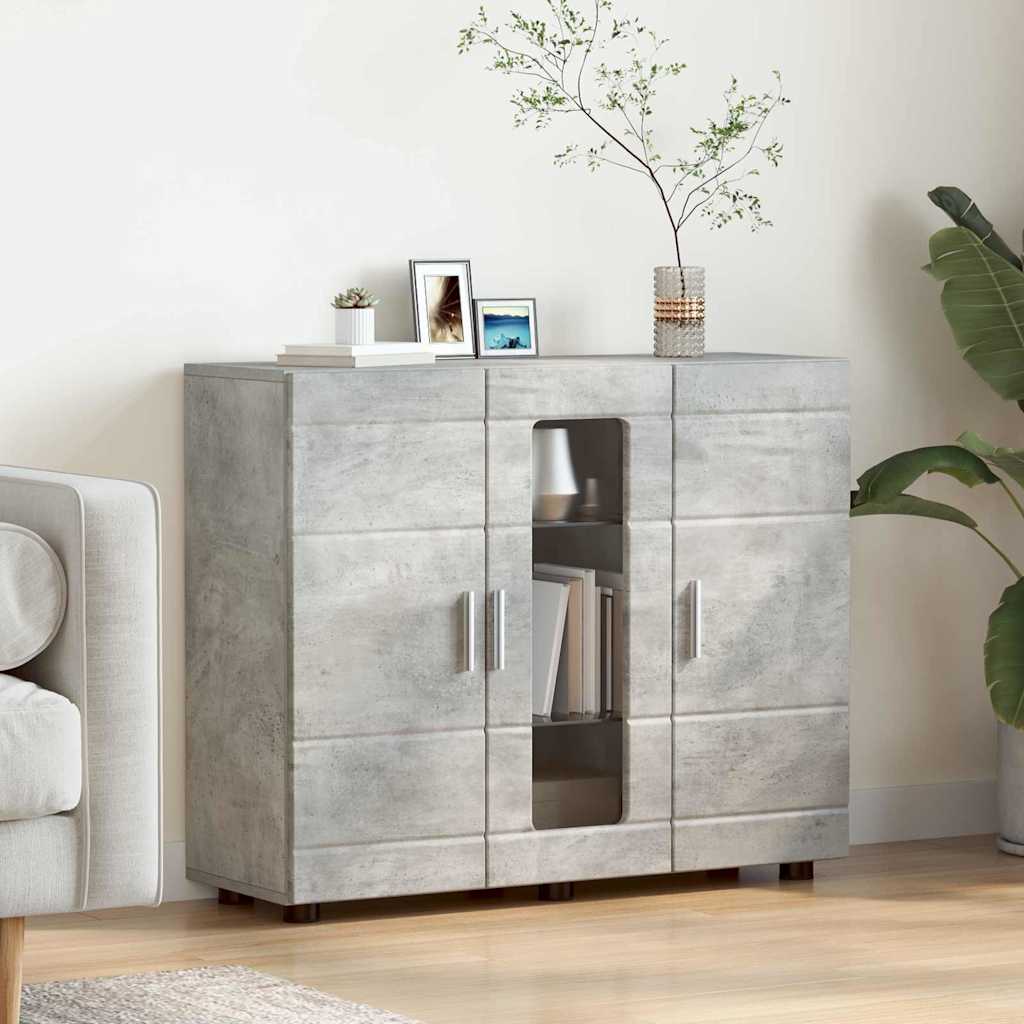 Sideboard mit Regal Betongrau 55.5 x 29 x 100 cm Holzwerkstoff