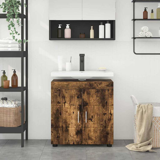 Badezimmer Waschbecken Schrank mit Speicher TULUM Räuchereiche