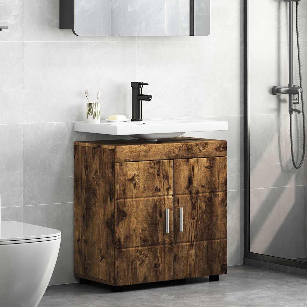 Badezimmer Waschbecken Schrank mit Speicher TULUM Räuchereiche