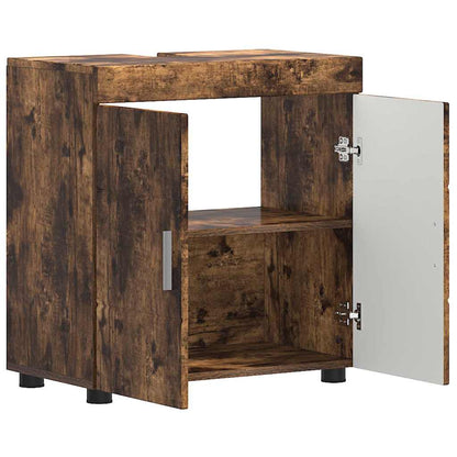 Badezimmer Waschbecken Schrank mit Speicher TULUM Räuchereiche