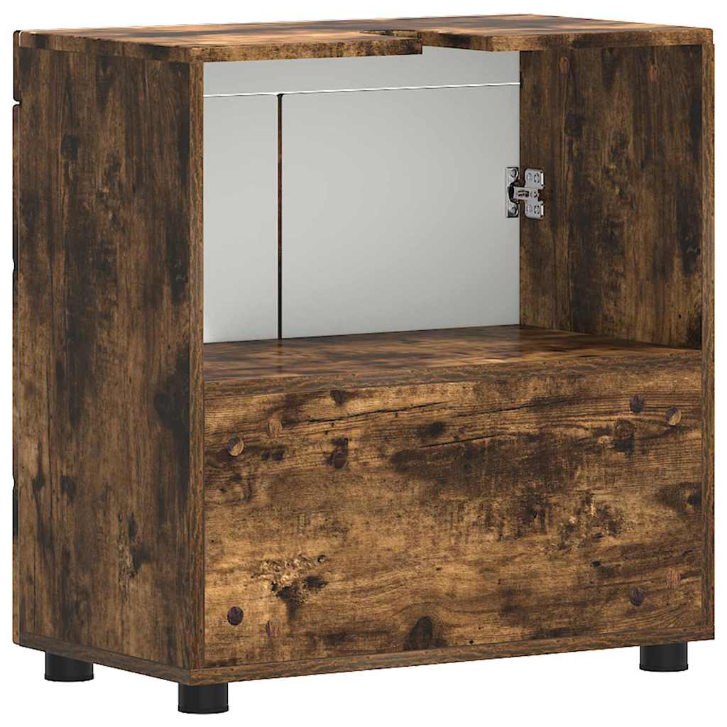 Badezimmer Waschbecken Schrank mit Speicher TULUM Räuchereiche