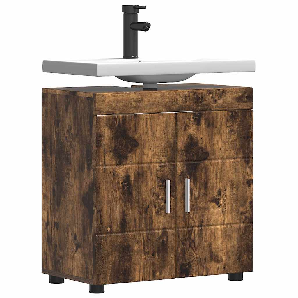 Badezimmer Waschbecken Schrank mit Speicher TULUM Räuchereiche