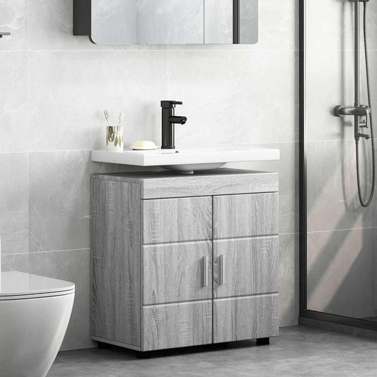 Badezimmer Waschbecken Schrank mit Speicher TULUM Grau Sonoma