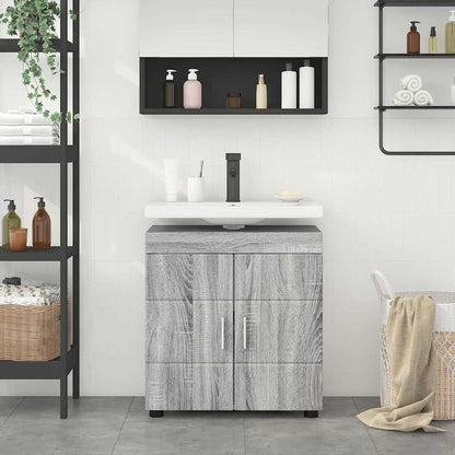 Badezimmer Waschbecken Schrank mit Speicher TULUM Grau Sonoma