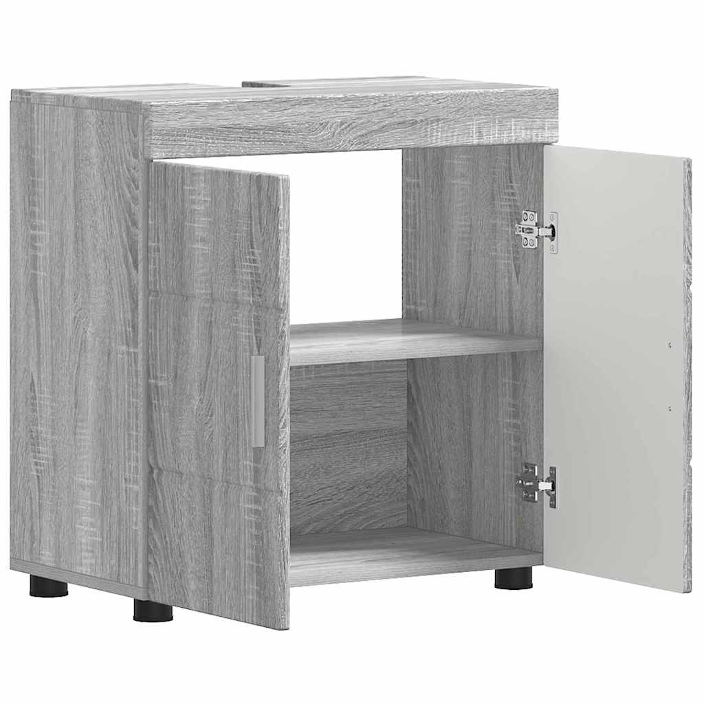 Badezimmer Waschbecken Schrank mit Speicher TULUM Grau Sonoma