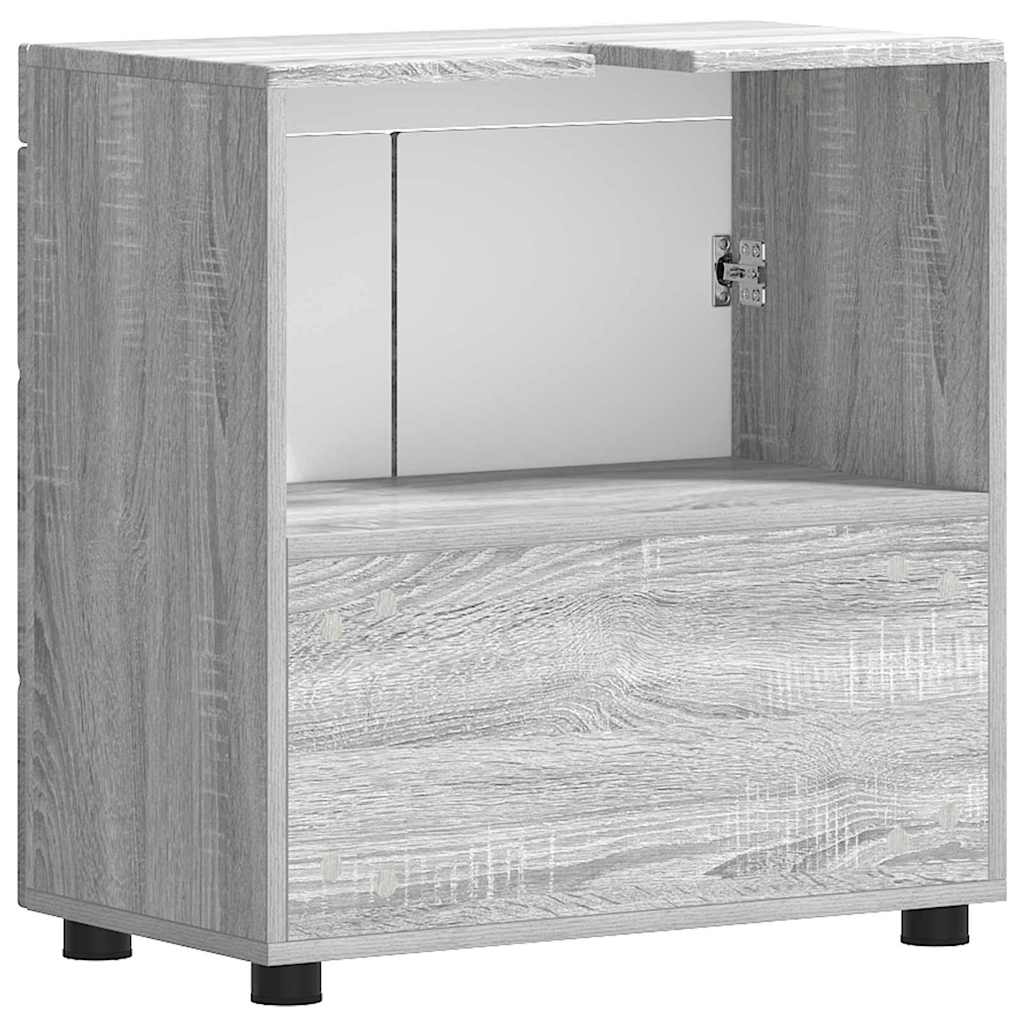 Badezimmer Waschbecken Schrank mit Speicher TULUM Grau Sonoma