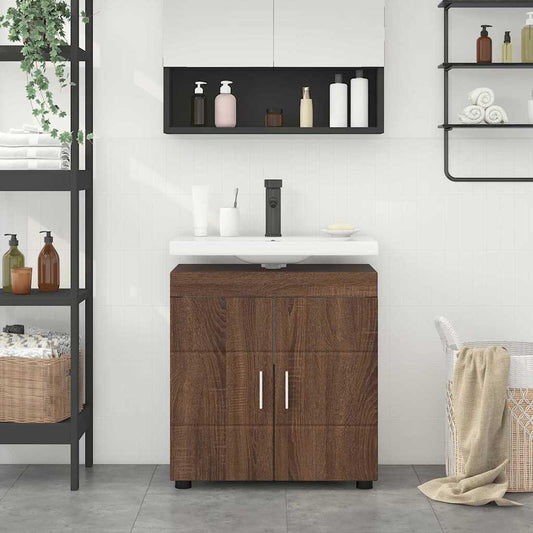 Badezimmer Waschbecken Schrank mit Tür TULUM Braun Eichen-Optik