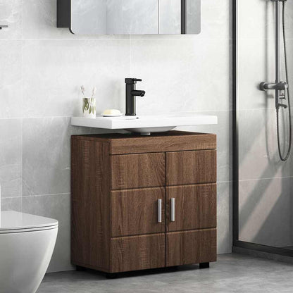 Badezimmer Waschbecken Schrank mit Tür TULUM Braun Eichen-Optik