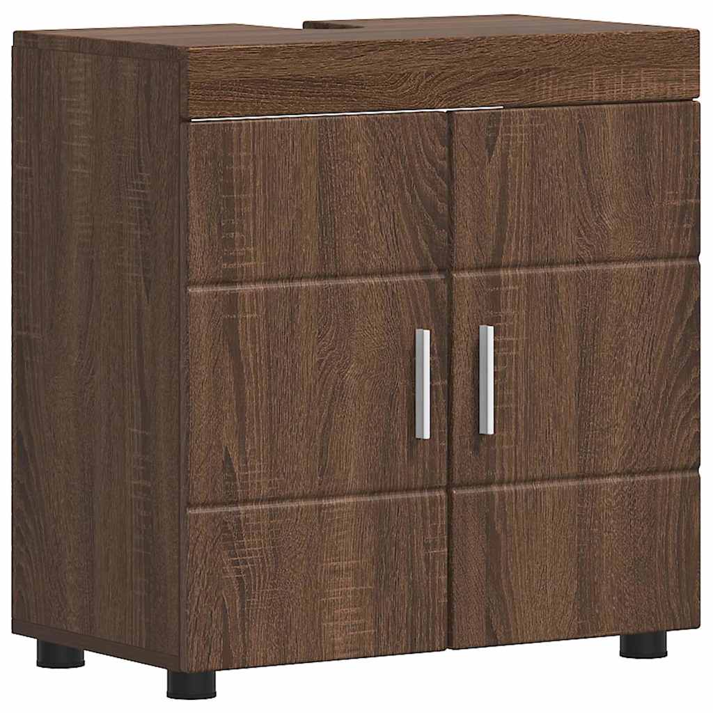 Badezimmer Waschbecken Schrank mit Tür TULUM Braun Eichen-Optik