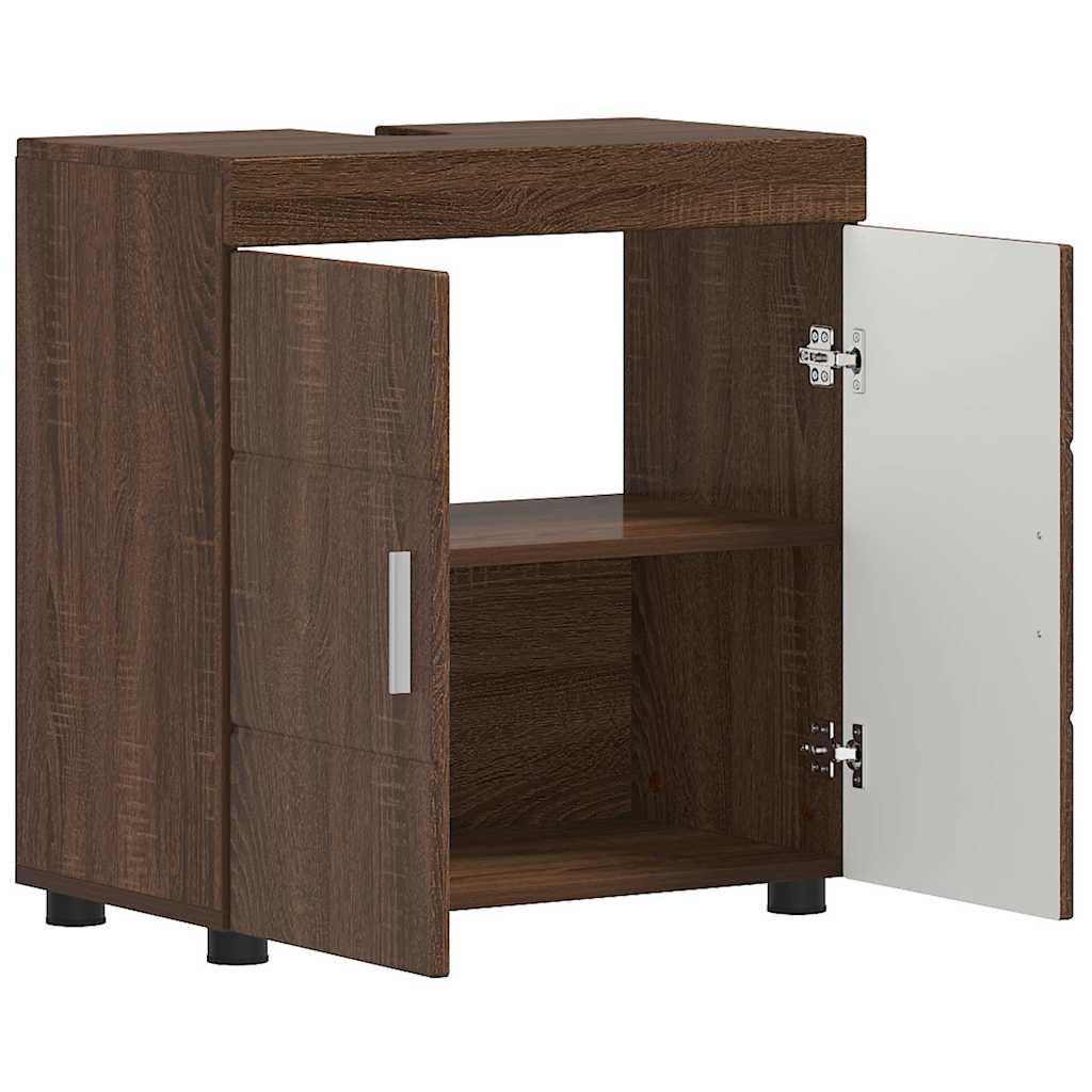Badezimmer Waschbecken Schrank mit Tür TULUM Braun Eichen-Optik