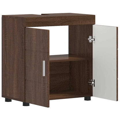 Badezimmer Waschbecken Schrank mit Tür TULUM Braun Eichen-Optik