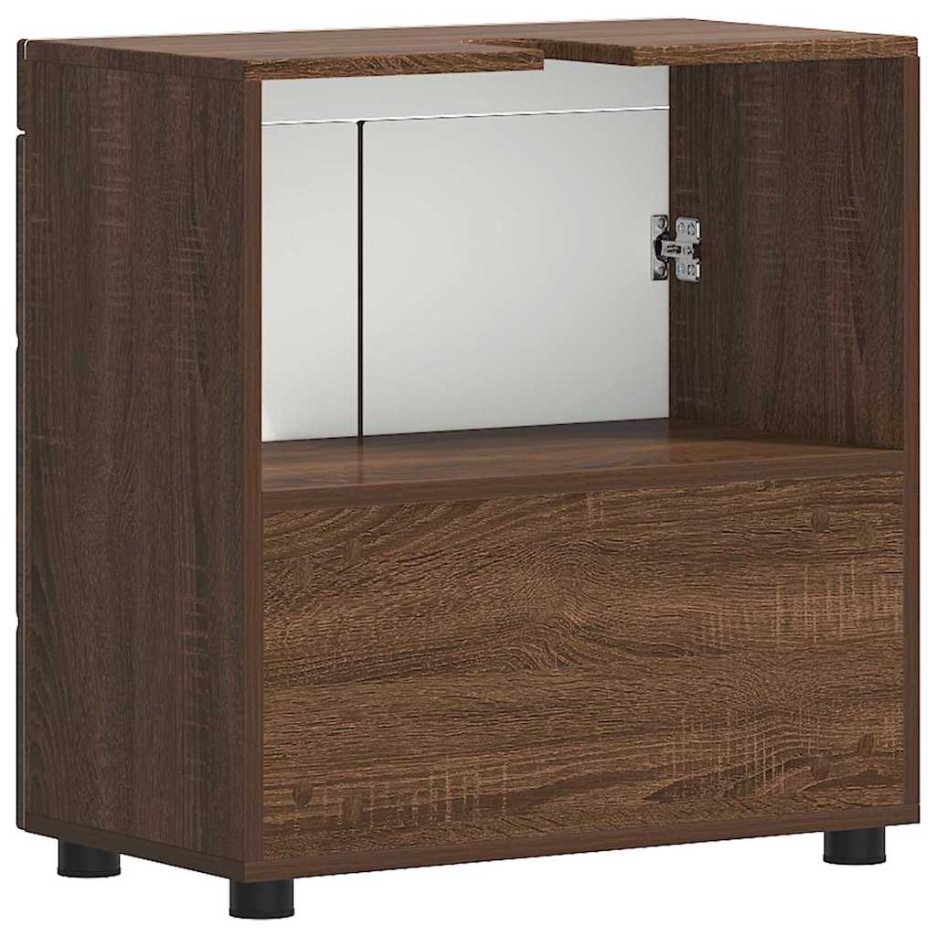 Badezimmer Waschbecken Schrank mit Tür TULUM Braun Eichen-Optik