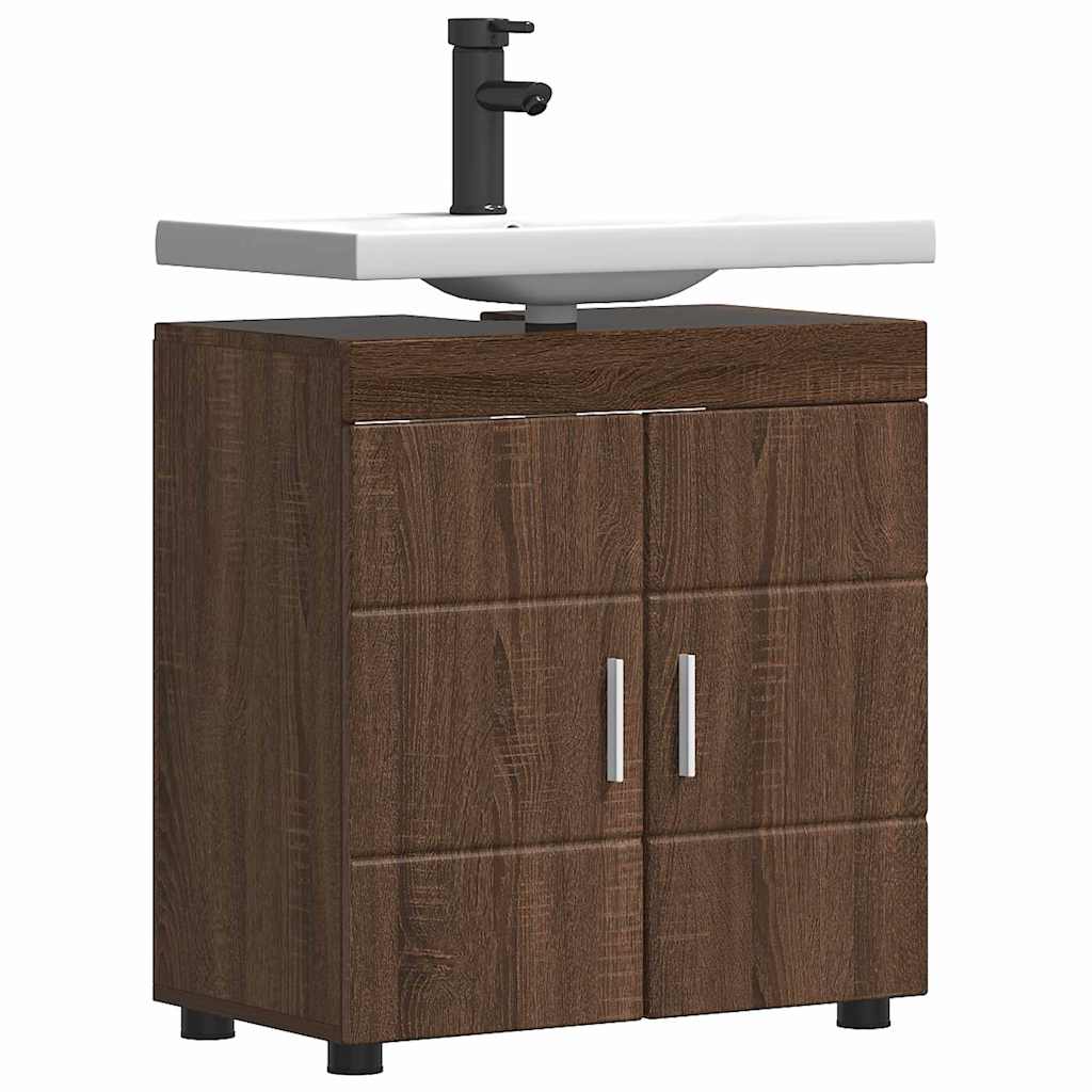 Badezimmer Waschbecken Schrank mit Tür TULUM Braun Eichen-Optik