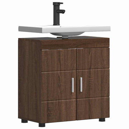 Badezimmer Waschbecken Schrank mit Tür TULUM Braun Eichen-Optik