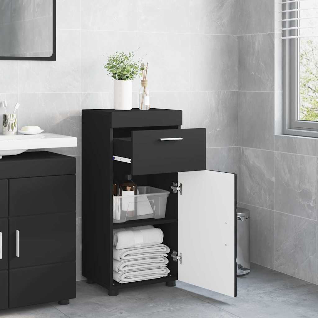 Badezimmer Schrank mit Speicher TULUM Schwarz 37 x 31,5 x 82 cm