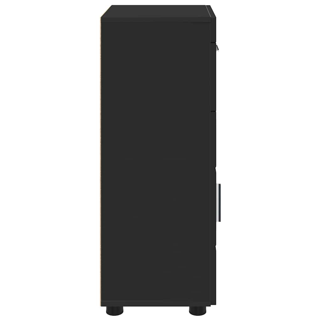 Badezimmer Schrank mit Speicher TULUM Schwarz 37 x 31,5 x 82 cm