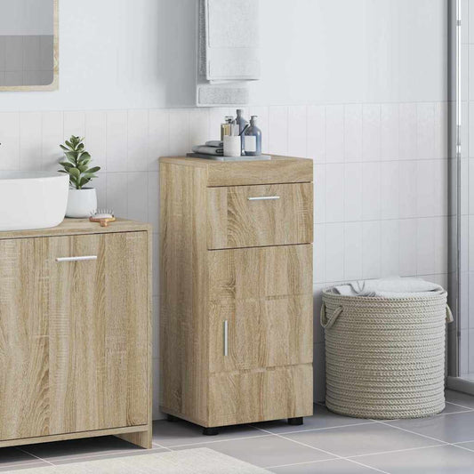Badezimmer Schrank mit Tür TULUM Sonoma-Eiche 37 x 31,5 x 82 cm