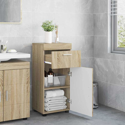 Badezimmer Schrank mit Tür TULUM Sonoma-Eiche 37 x 31,5 x 82 cm