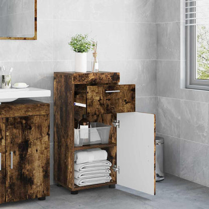 Badezimmer Schrank mit Tür TULUM Räuchereiche 37 x 31,5 x 82 cm