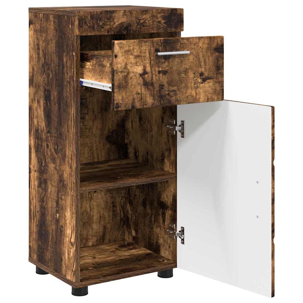 Badezimmer Schrank mit Tür TULUM Räuchereiche 37 x 31,5 x 82 cm