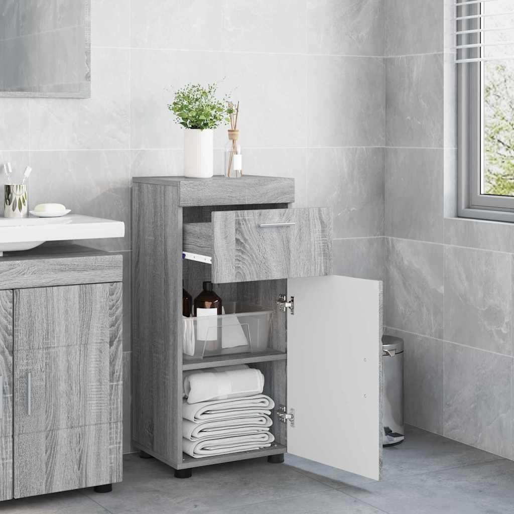 Badezimmer Schrank mit Tür TULUM Grau Sonoma 37 x 31,5 x 82 cm