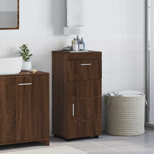 Badezimmer Schrank TULUM Braun Eichen-Optik 37 x 31,5 x 82 cm