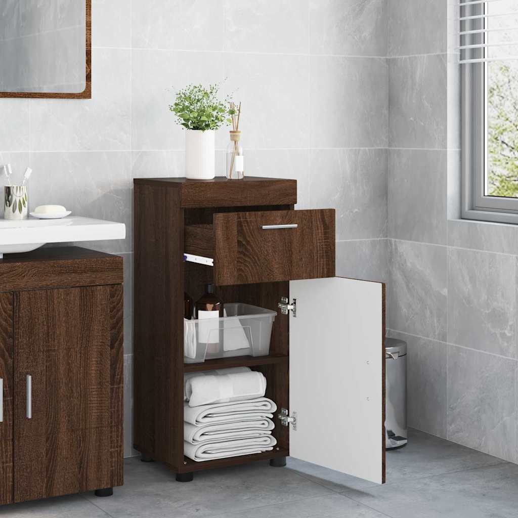 Badezimmer Schrank TULUM Braun Eichen-Optik 37 x 31,5 x 82 cm