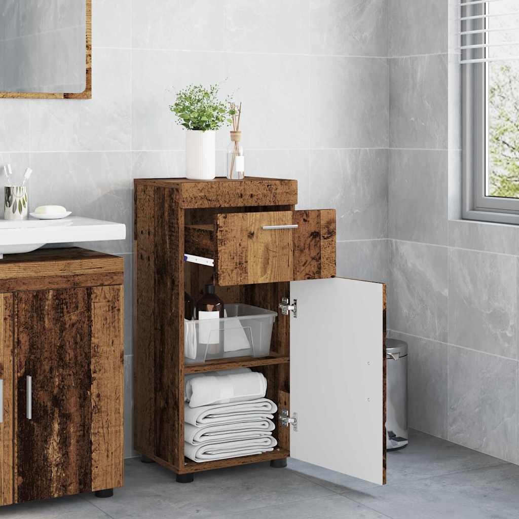 Badezimmer Schrank mit Speicher TULUM Altholz 37 x 31,5 x 82 cm