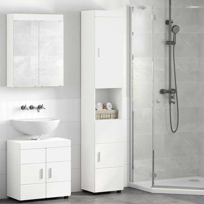 Badezimmer Schrank TULUM Weiß 37 x 31,5 x 203 cm Holzwerkstoff