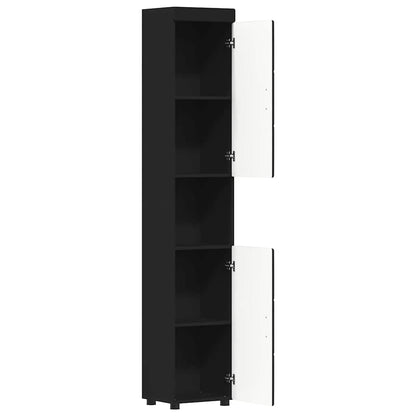 Badezimmer Schrank mit Tür TULUM Schwarz 37 x 31,5 x 203 cm
